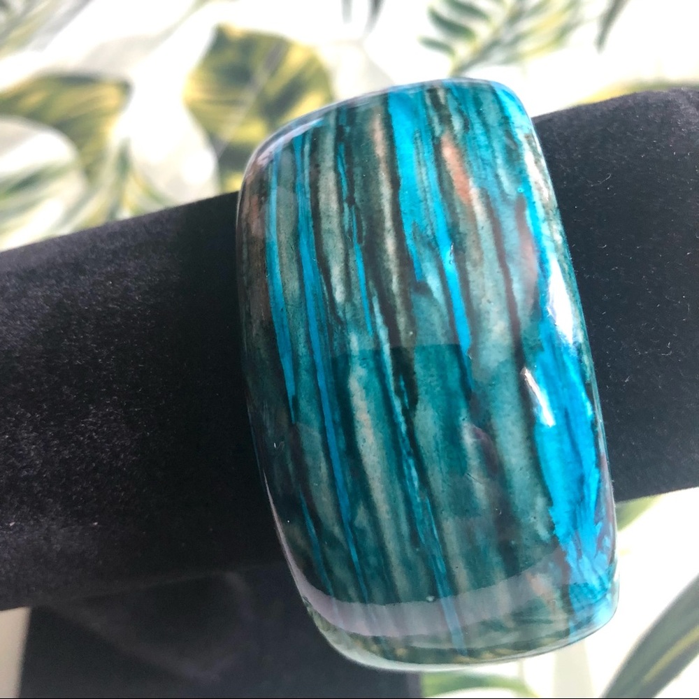 Multi Blue Acrylic Bangle Cuff Bracelet
